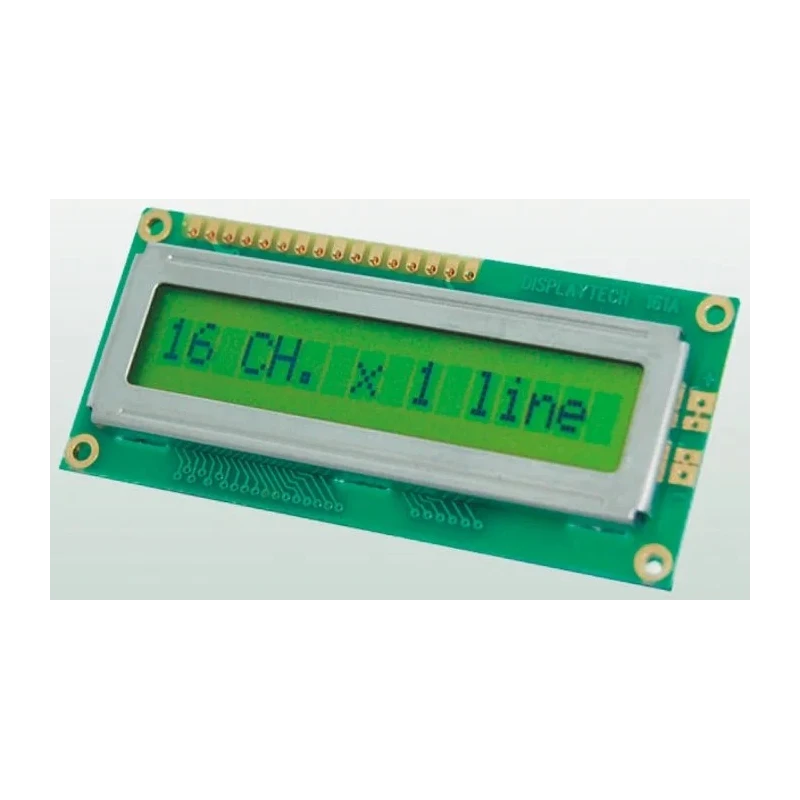 Displaytech Alphanumeric LED LCD Monochrome Display Yellow on Green 1 Row By 16 Characters 161A-BA-BC