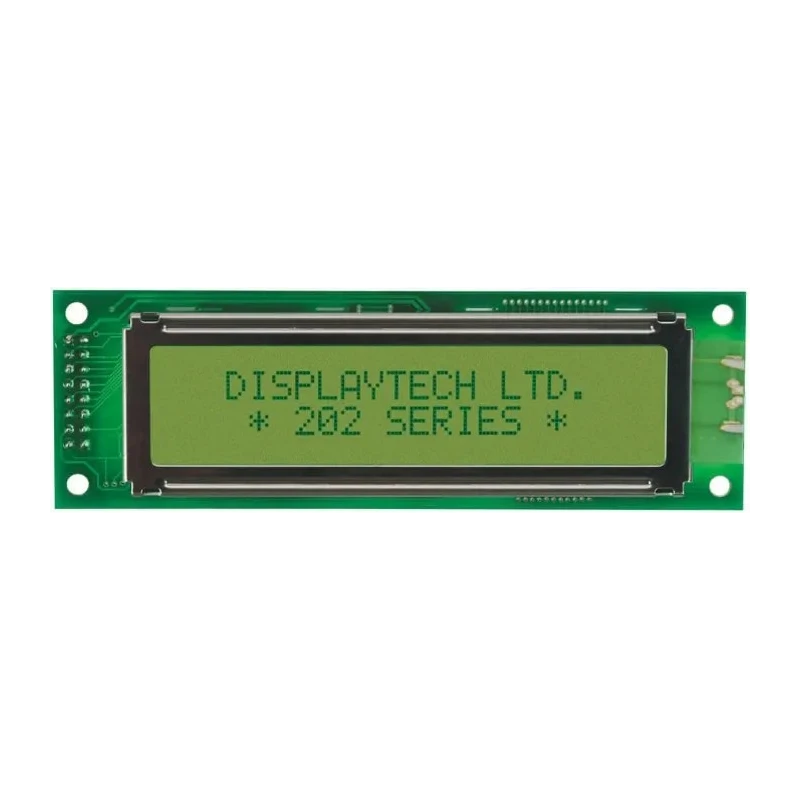 Displaytech Alphanumeric LED LCD Monochrome Display Yellow on Green 2 x 20 Characters 202A-BA-BC
