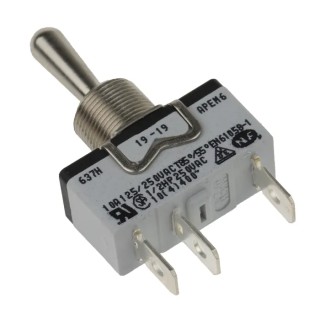APEM Toggle Switch Panel Mount On-Off-On SPST Tab Terminal 24V DC 250V AC 637H/2