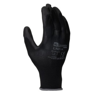 Liscombe LN6 Black Polyamide Work Gloves with Polyurethane Coating, Size 10, 12 Gloves per Pack LN614-10
