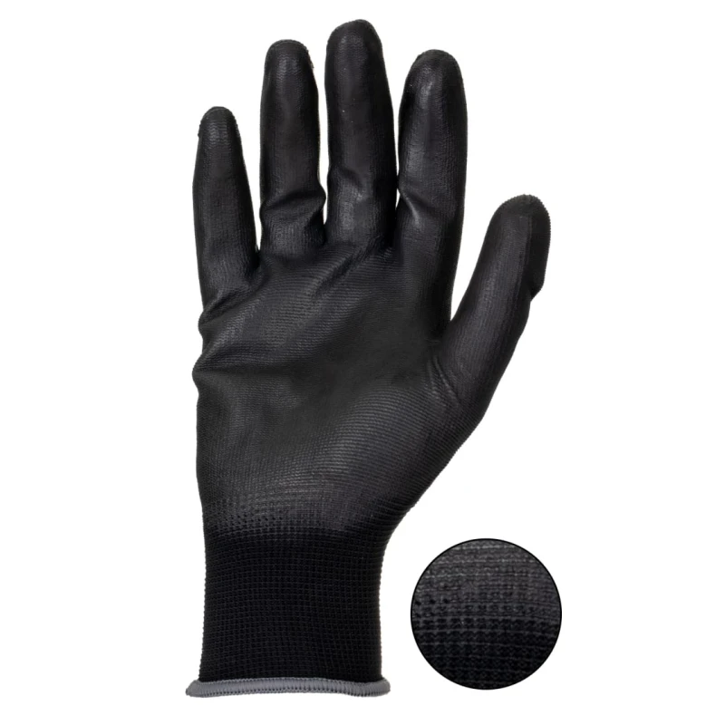 Liscombe LN6 Black Polyamide Work Gloves with Polyurethane Coating, Size 10, 12 Gloves per Pack LN614-10