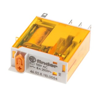 Finder Power Relay 110V AC Coil 8A Switching Current DPDT Silver Alloy Contacts 46.52.8.110.0054