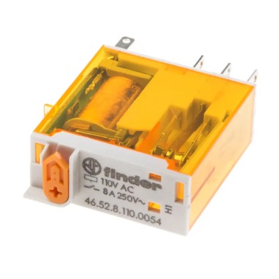 Finder Power Relay 110V AC Coil 8A Switching Current DPDT Silver Alloy Contacts 46.52.8.110.0054
