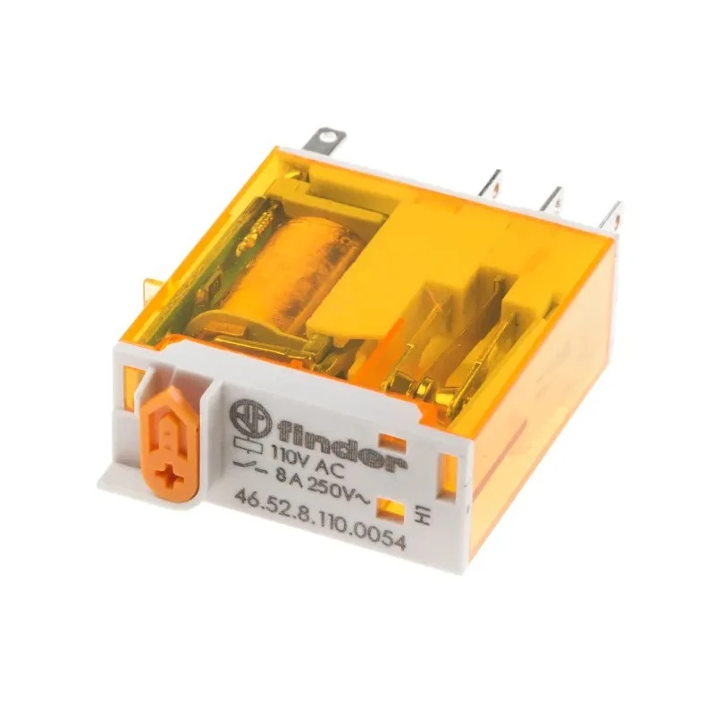 Finder Power Relay 110V AC Coil 8A Switching Current DPDT Silver Alloy Contacts 46.52.8.110.0054