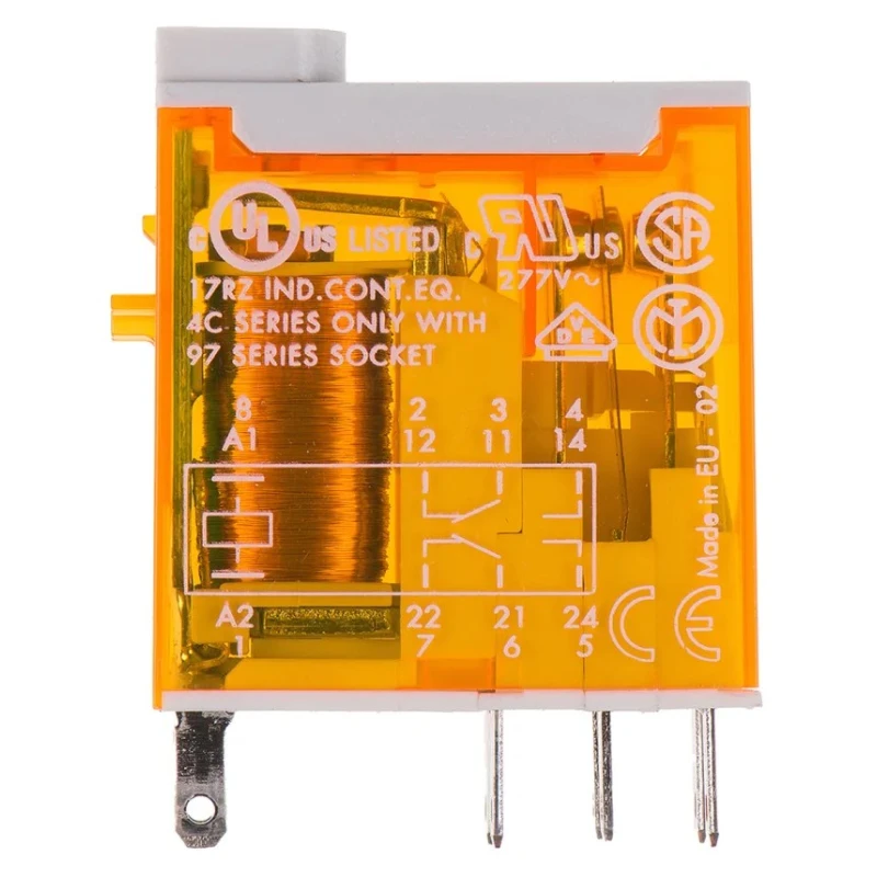Finder PCB Power Relay 24V AC Coil Voltage 8A Switching Current DPDT 46.52.8.024.0054