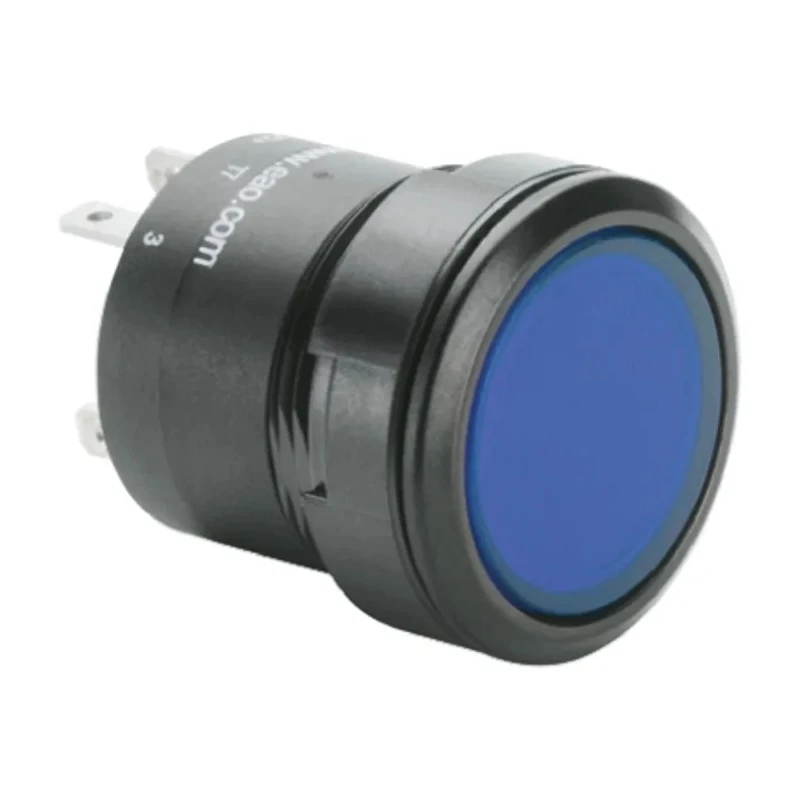 EAO 84 Series Illuminated Blue Momentary Push Button Switch, Panel Mount, 22.5 mm Cutout, SPST, IP67, 42 V dc K84-603.3713