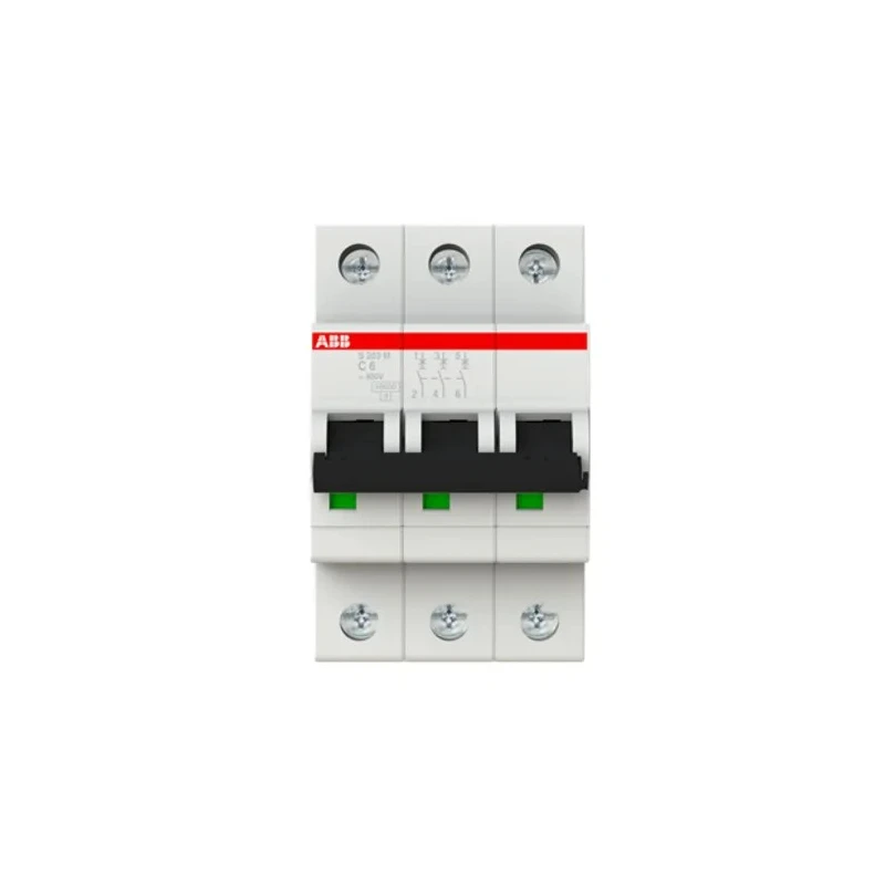 ABB System Pro M Compact Miniature Circuit Breaker, 3-Pole, 6A, Type C, 440V AC, 125V DC, 10 kA 2CDS273001R0064 S203M-C6