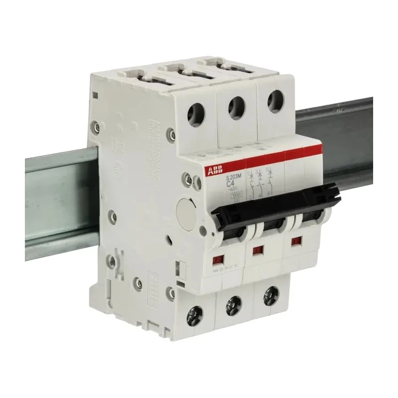 ABB System Pro M Compact S200M Miniature Circuit Breaker, 3-Pole, 4A, Type C, 440V AC, 10 kA 2CDS273001R0044 S203M-C4