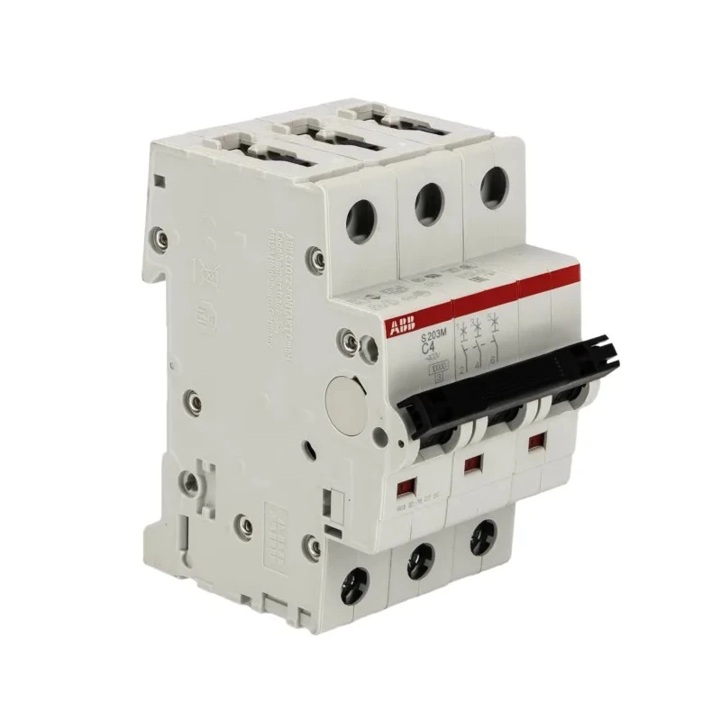ABB System Pro M Compact S200M Miniature Circuit Breaker, 3-Pole, 4A, Type C, 440V AC, 10 kA 2CDS273001R0044 S203M-C4