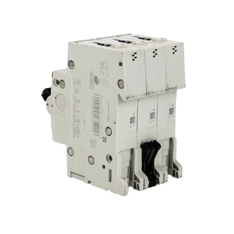 ABB System Pro M Compact S200M Miniature Circuit Breaker, 3-Pole, 4A, Type C, 440V AC, 10 kA 2CDS273001R0044 S203M-C4