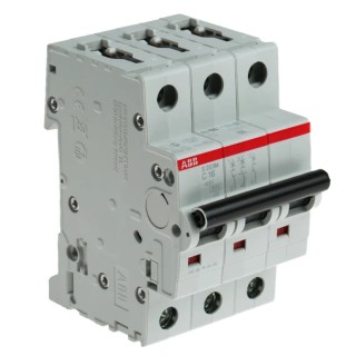 ABB System Pro M Compact S200M Miniature Circuit Breaker, 3-Pole, 16A, Type C, 440V AC, 12V DC, 10 2CDS273001R0164 S203M-C16