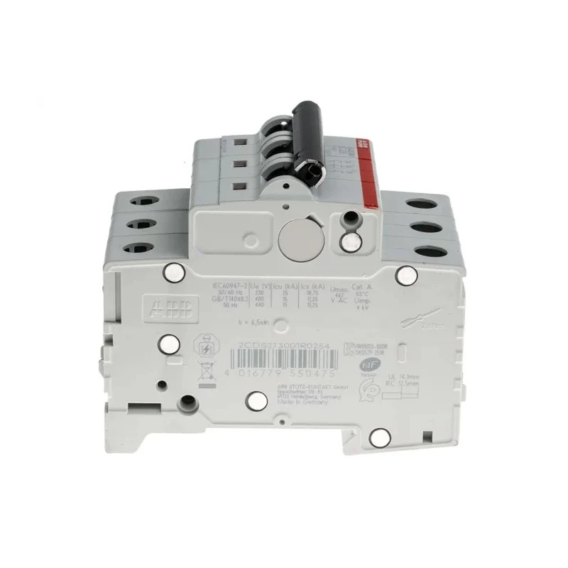 ABB System Pro M Compact S200M Miniature Circuit Breaker, 3-Pole, 25A, Type C, 440V AC, 12V DC, 10 2CDS273001R0254 S203M-C25