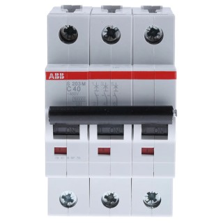 ABB System Pro M Compact S200M Miniature Circuit Breaker, 3-Pole, 40A, Type C, 440V AC, 125V DC 2CDS273001R0404 S203M-C40