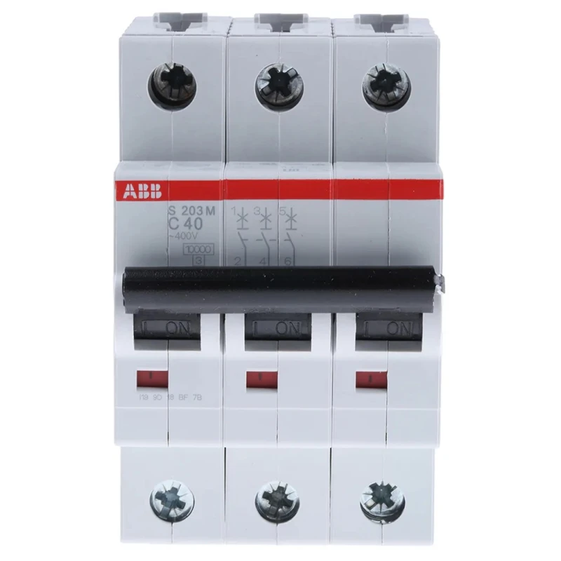 ABB System Pro M Compact S200M Miniature Circuit Breaker, 3-Pole, 40A, Type C, 440V AC, 125V DC 2CDS273001R0404 S203M-C40