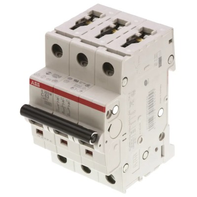 ABB System Pro M Compact S200M Miniature Circuit Breaker, 3-Pole, 63A, Type C, 440V AC, 125V DC 2CDS273001R0634 S203M-C63