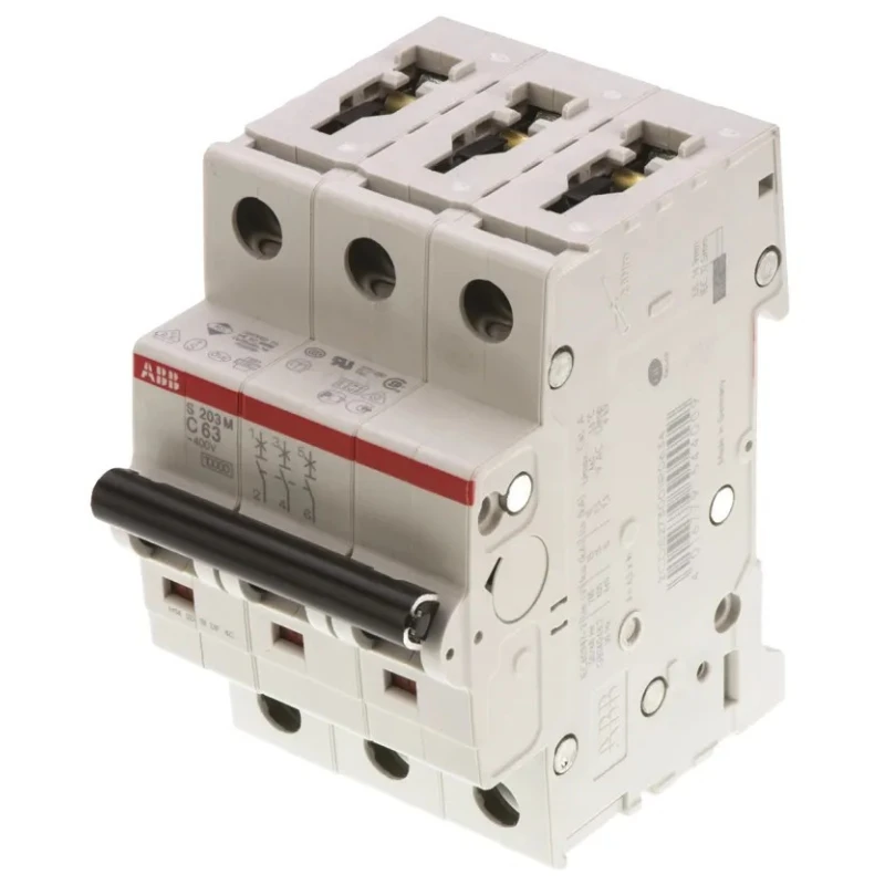 ABB System Pro M Compact S200M Miniature Circuit Breaker, 3-Pole, 63A, Type C, 440V AC, 125V DC 2CDS273001R0634 S203M-C63