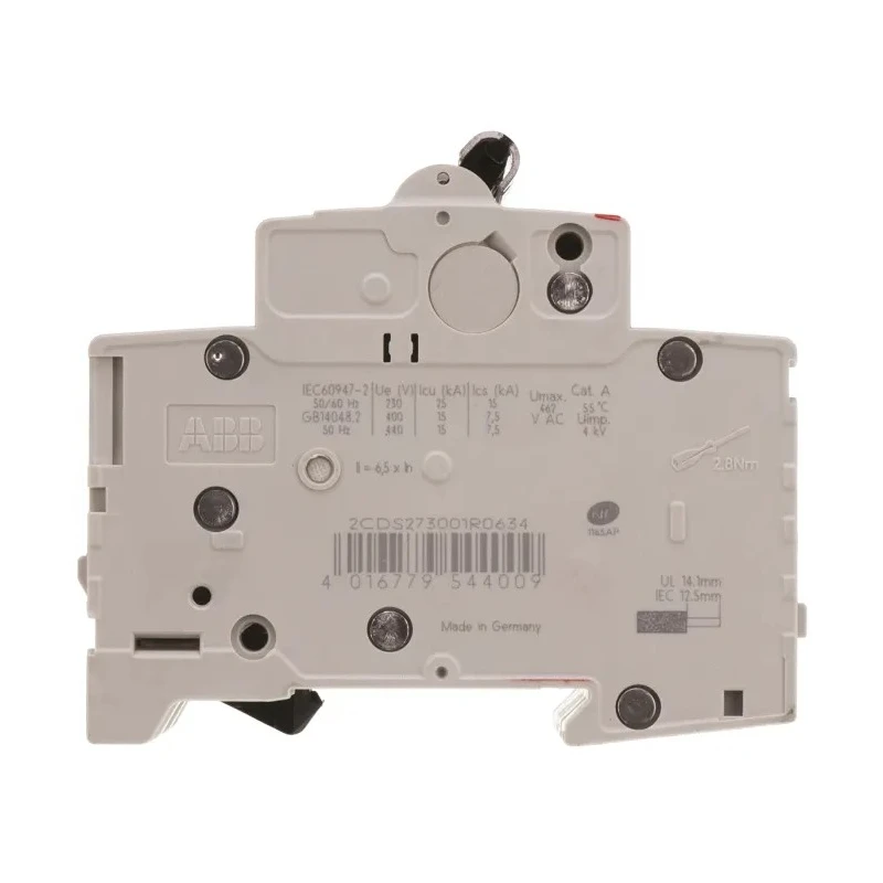 ABB System Pro M Compact S200M Miniature Circuit Breaker, 3-Pole, 63A, Type C, 440V AC, 125V DC 2CDS273001R0634 S203M-C63