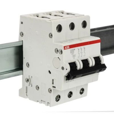 ABB System Pro M Compact S200M Miniature Circuit Breaker 3-Pole 20A Type B 440V AC 12V DC 10kA 2CDS273001R0205 S203M-B20