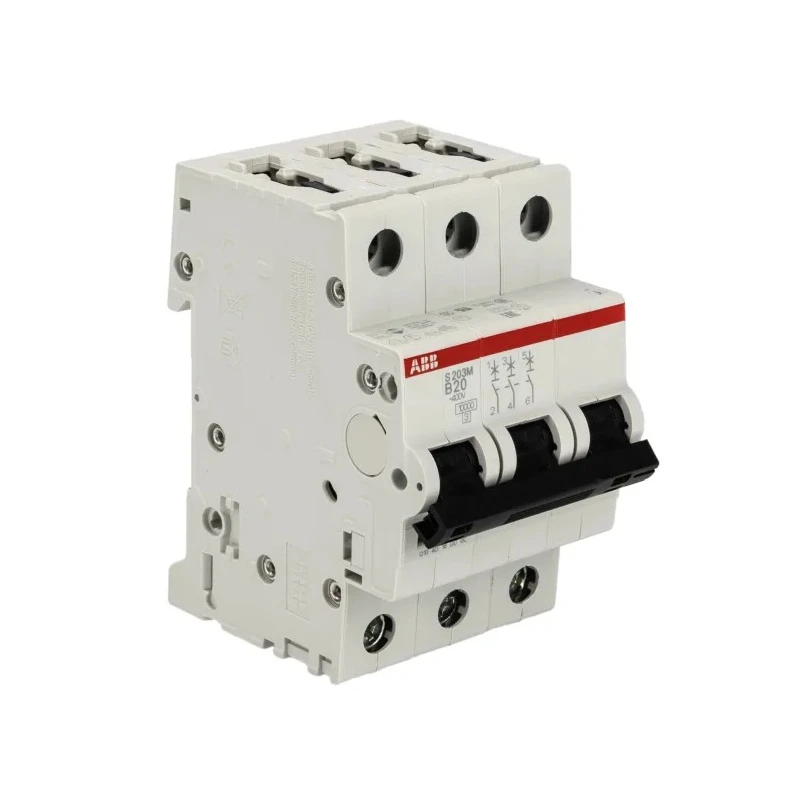 ABB System Pro M Compact S200M Miniature Circuit Breaker 3-Pole 20A Type B 440V AC 12V DC 10kA 2CDS273001R0205 S203M-B20