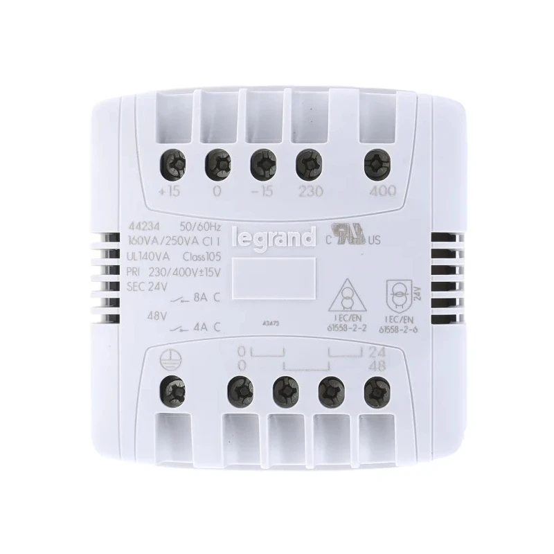 Legrand 160 VA DIN Rail Transformer, 230 to 400 V Primary, 24 V ac and 48 V ac Secondary, Screw Mount, 50–60 Hz 0 442 34