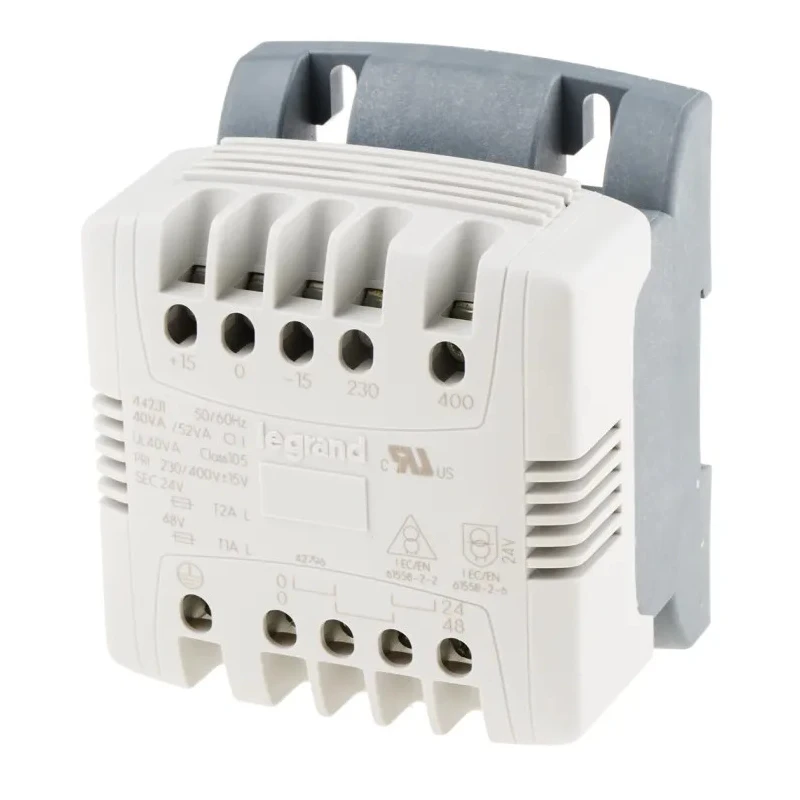 Legrand 40 VA DIN Rail Transformer, 230 to 400 V Primary, Screw Mount, 2 Outputs, 94mm Width, 78mm Depth 0 442 31