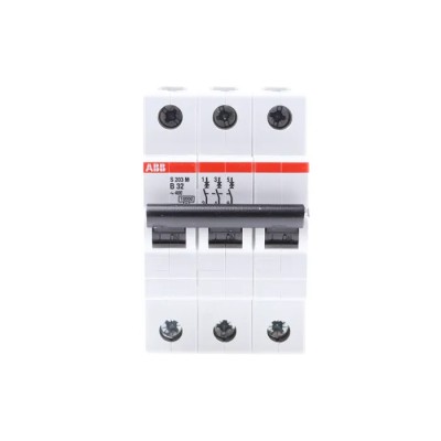 ABB System Pro M Compact S200M Miniature Circuit Breaker, 3-Pole, 32A, Type B, 440V AC, 12V DC, 10 2CDS273001R0325 S203M-B32