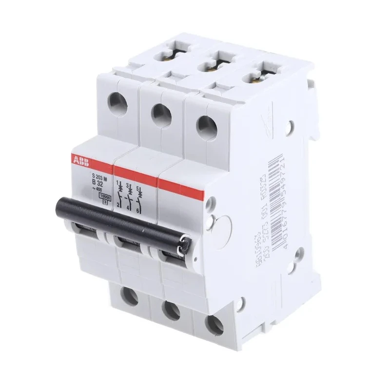 ABB System Pro M Compact S200M Miniature Circuit Breaker, 3-Pole, 32A, Type B, 440V AC, 12V DC, 10 2CDS273001R0325 S203M-B32