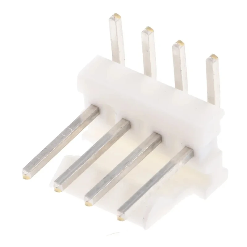 TE Connectivity MTA-100 Series Right Angle Through Hole Pin Header, 4 Contacts, 2.54 mm Pitch, 1 Row, Unshrouded 640457-4