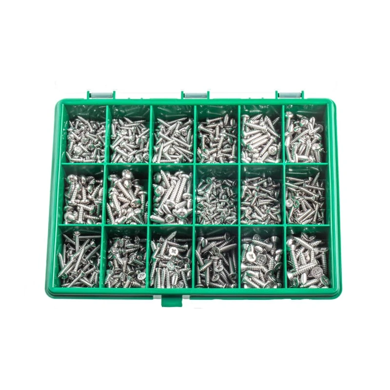 RS PRO Stainless Steel 890 Piece Pozidriv Drive Self-Tapping Screw/Bolt Kit 535-2362