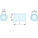 Facom 1/2 in Drive 22 mm 12 Point Square Socket, 43mm Overall Length S.22SR