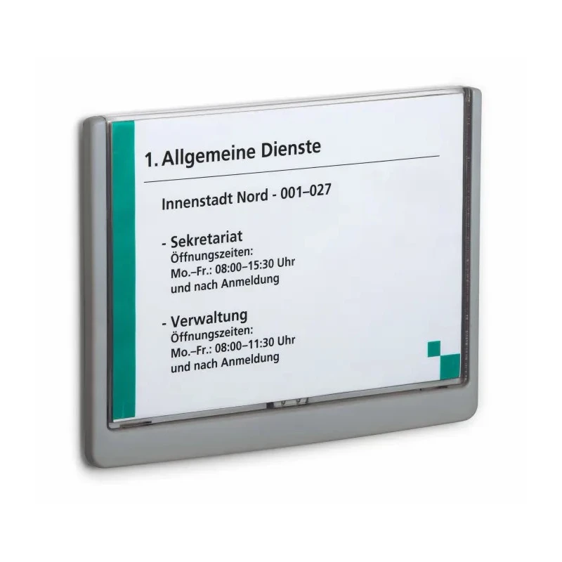 Durable Grey A5 Wall Mount Document Display 148.5 mm Height 210 mm Width 486637