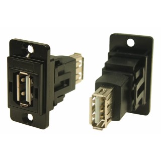 RS PRO Straight Panel Female/Female 2 Port USB Type A to A USB Connector USB 2.0 235-4755