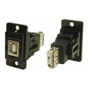 RS PRO USB Connector Panel Mount Female/Female 2 Port Type USB Type B to A USB 2.0 235-4753