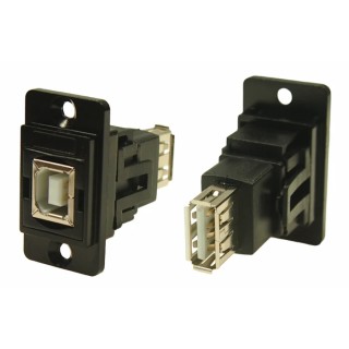 RS PRO USB Connector Panel Mount Female/Female 2 Port Type USB Type B to A USB 2.0 235-4753