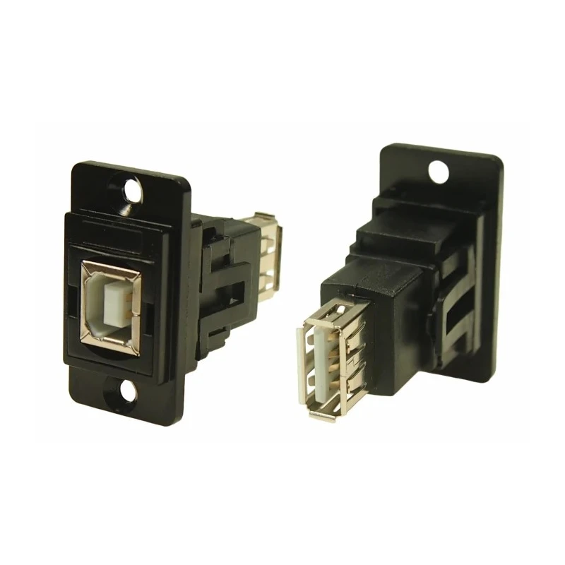 RS PRO USB Connector Panel Mount Female/Female 2 Port Type USB Type B to A USB 2.0 235-4753