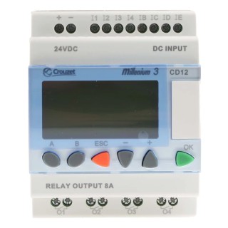 Crouzet Millenium 3 Series Logic Module 8-Input Analogue Digital Input 4 Outputs Relay Output 24V DC 8A 88970041
