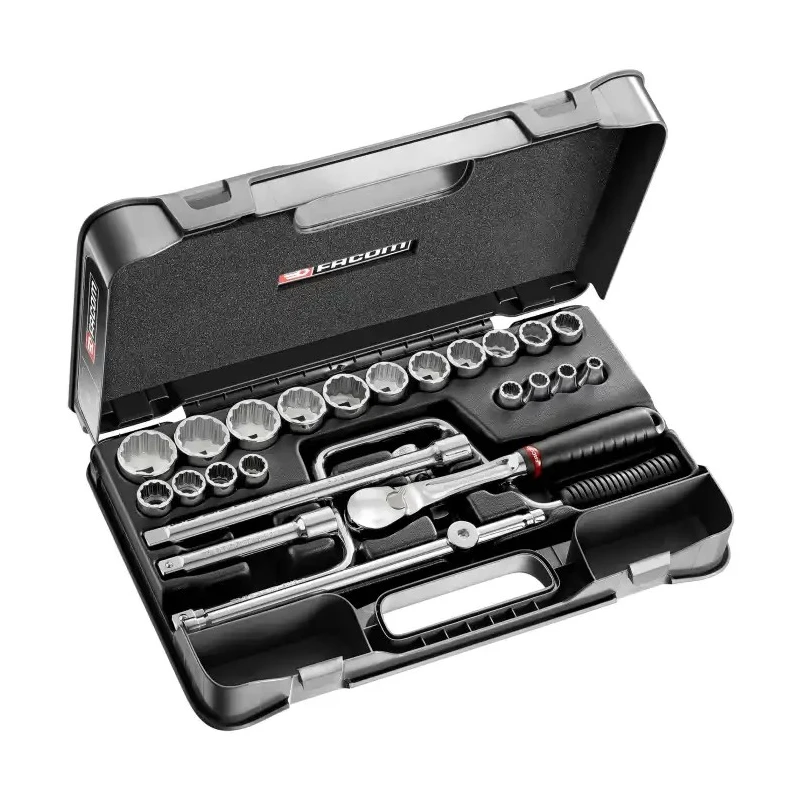 Facom 25-Piece 1/2 in Drive 12 Point Socket Set Chrome Vanadium Steel SL.161-3P12U