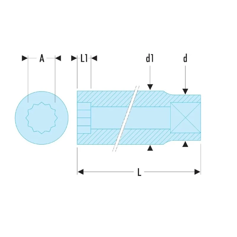 Facom Socket 1/2 in Drive 21 mm 12 Point Square Chrome Vanadium Steel, 38mm Overall Length S.21