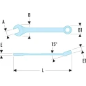 Facom Combination Spanner 60 mm, 800mm Overall Chrome Finish 12 Point 15° Offset Angle 40.60LA