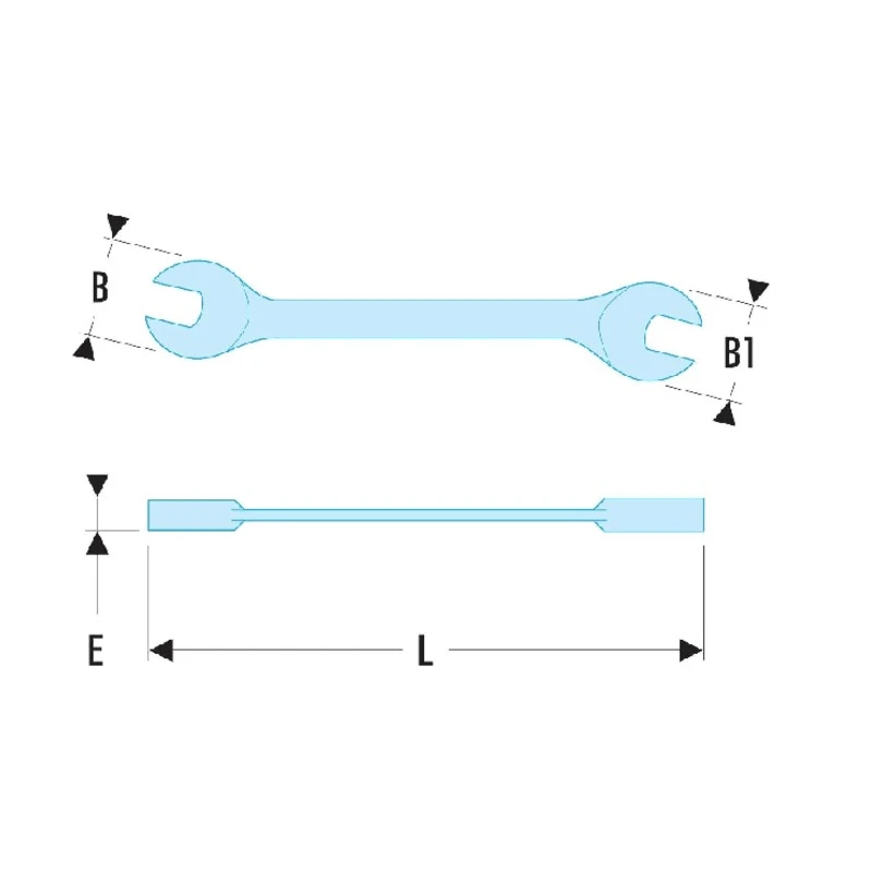 Facom Double Ended Open Spanner Metric Chrome Vanadium Steel Satin Chrome Finish 8x9mm 175mm Overall Length 31.8X9