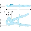 Facom Ratchet Cable Cutter 255mm Overall Length, 65mm Jaw Length, Maximum Cutting Capacity 32mm 413A.32