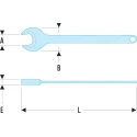 Facom Open End Spanner Metric 55 mm Size 410 mm Overall Length Carbon Steel Burnished Finish 15° Opening Angle 45.55