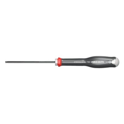 Facom Standard Insulated Screwdriver, 2.5 mm Tip, 75 mm Blade, 169 mm Overall Length ATWSH2.5X75