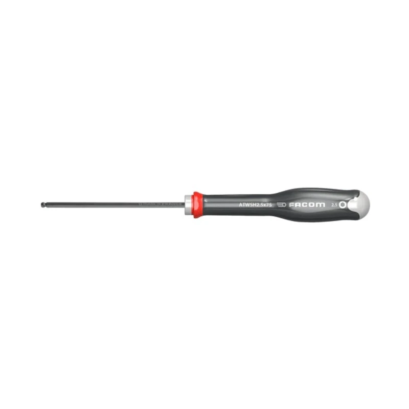 Facom Standard Insulated Screwdriver, 2.5 mm Tip, 75 mm Blade, 169 mm Overall Length ATWSH2.5X75