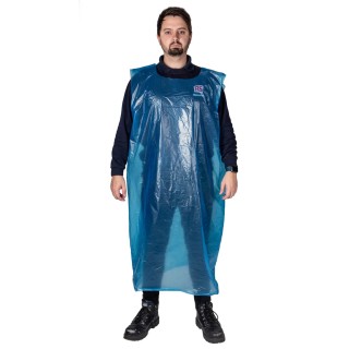 Reldeen Blue Polythene Disposable Apron Unisex, Waist Size 76 cm, Length 1.35m, Pack of 5 A0152