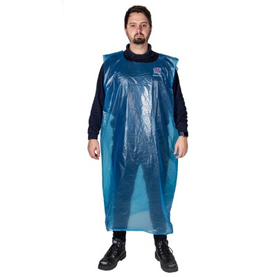 Reldeen Blue Polythene Disposable Apron Unisex, Waist Size 76 cm, Length 1.35m, Pack of 5 A0152