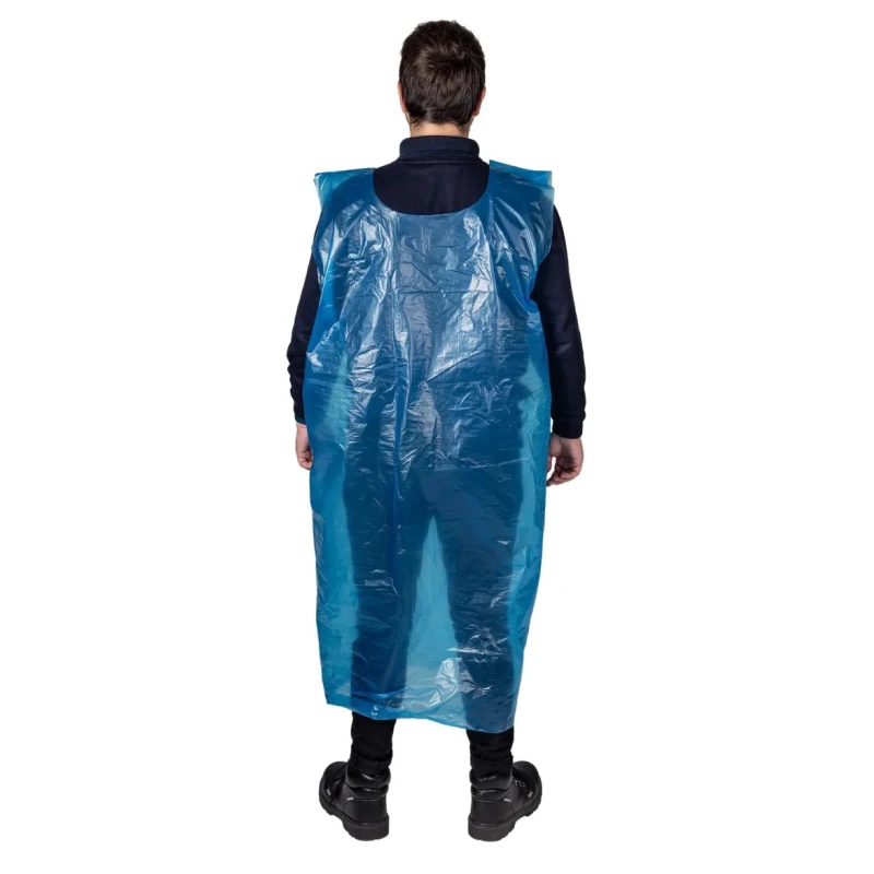 Reldeen Blue Polythene Disposable Apron Unisex, Waist Size 76 cm, Length 1.35m, Pack of 5 A0152