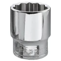 Facom 3/8 in Drive 19 mm 12 Point Square Socket, Bright Chrome Finish, 33mm Overall Length J.19