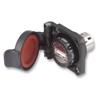 Amphenol Socapex USB Adapter, Female USB A Receptacle, Marine Bronze, IP54 Rated, USBFTV Series USBF 21 B SCC