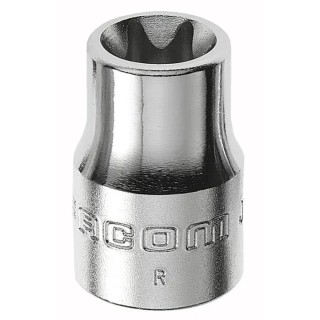 Facom 3/8 in Drive E14 Torx Square Socket 14mm Bright Chrome Finish 26mm Overall Length JTX.14